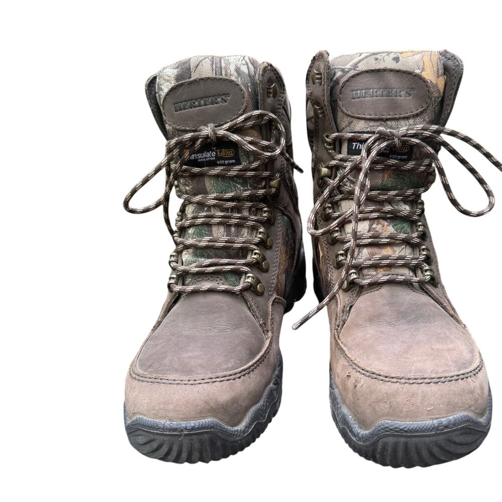 Herter's Brown Leather Brown/Camo Hiking Boots WOMENS  Size 7.5 M